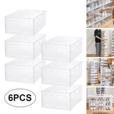  - 6Pcs/set Clear Plastic Shoe Storage Box Stackable Foldable Boxes Trainers Organiser