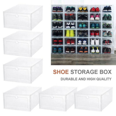  - 12Pcs/set A Clear Plastic Shoe Storage Box Stackable Foldable Boxes Trainers Organiser