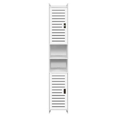  - Slimline Bathroom Tallboy Free Standing Cabinet Tall Storage Cupboard 5 Tier
