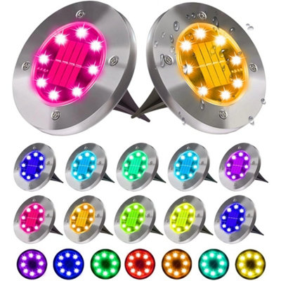  - 12 Pack Colourful Olar Ground Pathway Lights For Garden Lawn