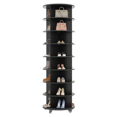  - Black188X60Cm 8 Tier Rotating Shoe Rack Tower 360 Spinning Storage Organizer Lazy Susan