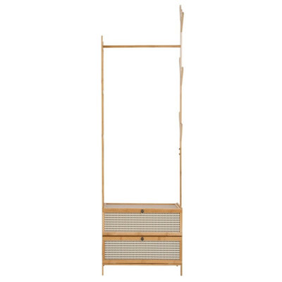  - Wooden Clothes Rail Rack Coat Hat Garment Hanging Stand Corner Open Wardrobe