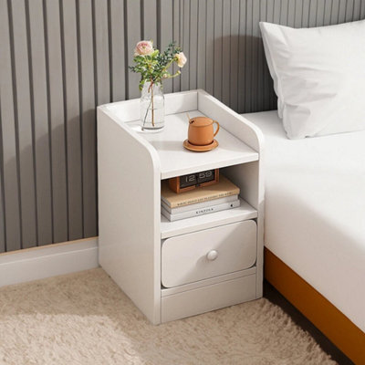  - 1 Drawer Bedside Table Wood  Cabinet Bedroom Furniture Storage Nightstand Shelf
