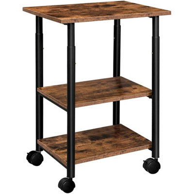  - 3-Tier Wheeled Height Adjustable Under Desk Printer Stand