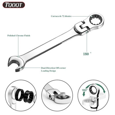  - Flexible Ratchet Spanner Set Ratcheting Wrench Spanners Flexi Head