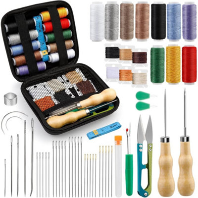  - Leather Sewing Kit Hand Stitching Craft Tools Kit Awl Waxed Thread Needles Diy