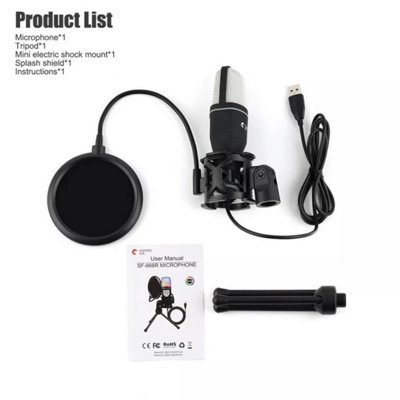 B&Q Usb Condenser Microphone Pc Laptop Desktop Gaming Mic For Streaming Podcast