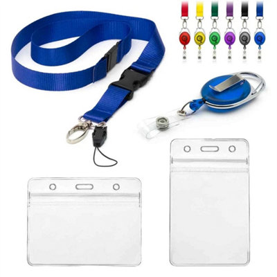  - Lanyards Id Card Holders Breakaway Detachable Neck Strap Card Holder 4Pc Combo Blue