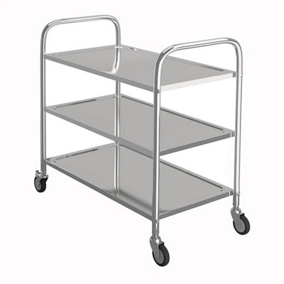  - 3 Tier Kitchen Catering Stainless Steel Storage Trolley Cart Food Rack Serving