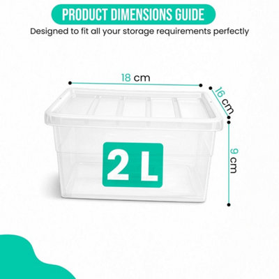  - Clear Plastic Storage Box Boxes With Lid Stackable Stacking Space 2 Litre 18Cm 1