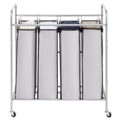  - Laundry Basket Hamper Clothes Bin Organiser Sorter Bag Cart 4 Section