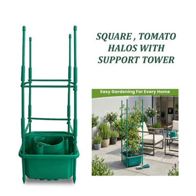  - Square Plant Halo Grow Bag Watering System Kit Tomato Planter Support Tower 9X