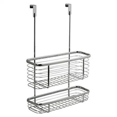  - Over Door Hook Hanging Bathroom Shower Caddy Tidy Storage Rack Organizer Holder 2 Tier Wide