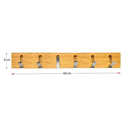  - Wall Mounted Wooden Coat /cloth Hooks Hanger Heavy Duty Towel Holder Hook 6 Hooks