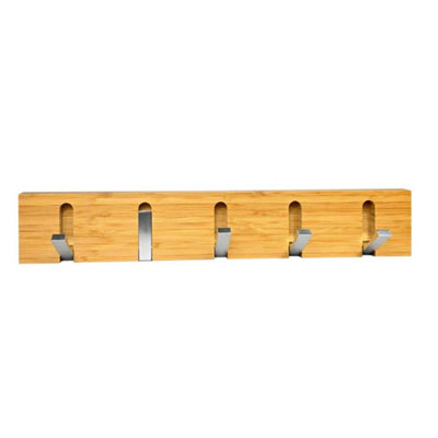  - Wall Mounted Wooden Coat /cloth Hooks Hanger Heavy Duty Towel Holder Hook 5 Hooks