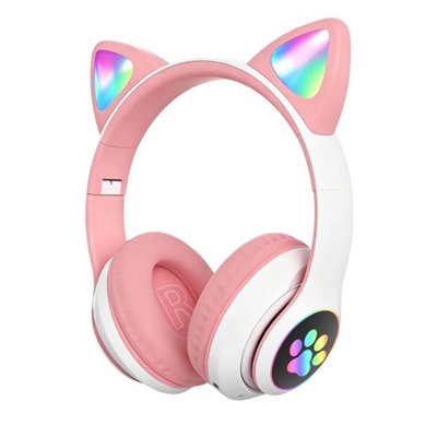  - Headphones Wireless Bluetooth Headphones Led Cat Ear Gift Headphones Pink