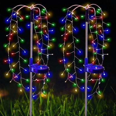  - Outdoor Led Solar Power  Lights Starburst Tree Stake Lamp Garden Multicolor 2Pcs