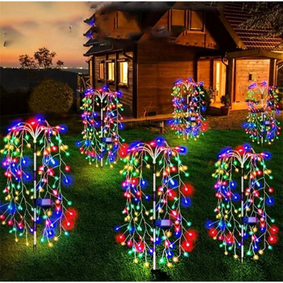  - Outdoor Led Solar Power  Garden Lights Starburst Tree Stake Lamp 2Pcs