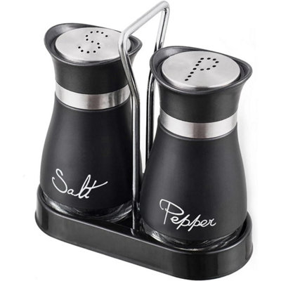  - Pack Of 2 Salt And Pepper Shakers Pots Dispensers Cruet Jars Set With Holder