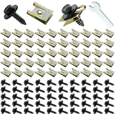  - 100X U Nut Hex Screw For Bmw Speed Fastener Undertray Sheet Metal Clip Fixing