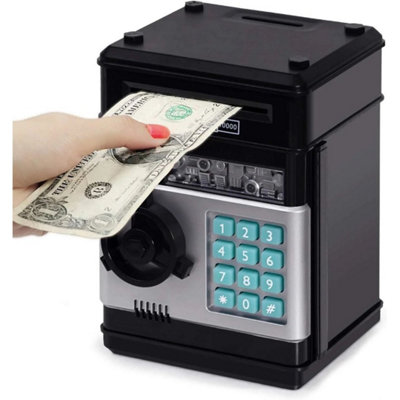  - Password Lock Piggy Bank Password Atm Safe Money Bank Kids Cash Coins Saving Box Black