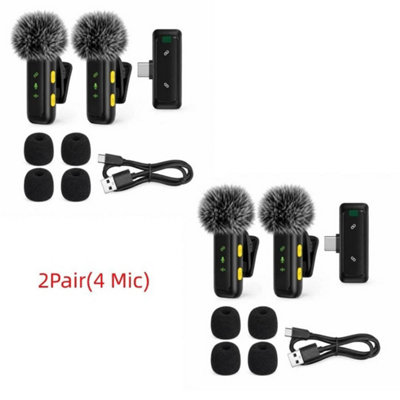 B&Q Wireless Lavalier Microphone Clip Mic For Iphone Ipad Samsung Recording Vlog For Usb C Device (4 Mic)