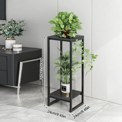  - Black 60Cm Tall Metal Flower Plant Pot Display Stand Shelf Garden Indoor Outdoor