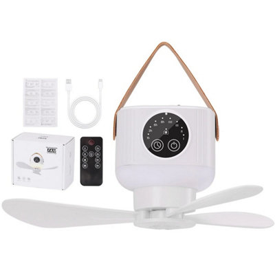  - Portable Ceiling Fan Camping Tent Fan 7200Mah Usb Rechargeable W/ Light Remote