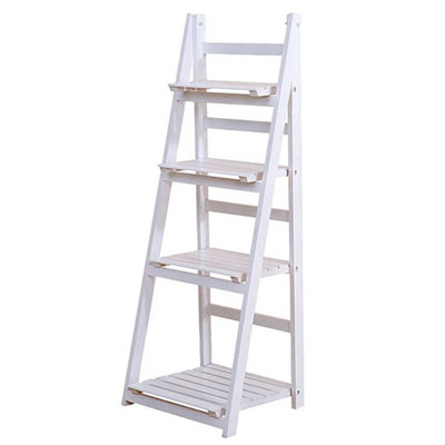  - 4Tiers-White Outdoor Indoor Wooden Plant Stand Flower Pot Rack Garden Shelf Shelving