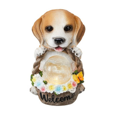  - Garden Ornaments Solar Powered Animal Dog Puppy Lamp Outdoor Led Lights Statues
