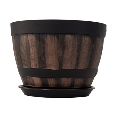  - 4X Barrel Planter Flower Plant Pots Garden Tub Container Outdoor Plastic Bucket