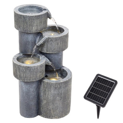  - Solar Power Garden Water Feature Fountain Led Light Cascading Stream & Cascade