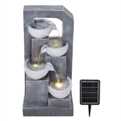 - Garden Water Solar Power Feature Fountain Led Light Cascading Stream & Cascade