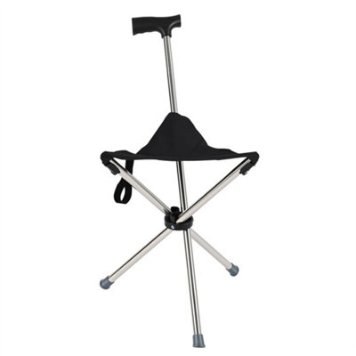 2 In 1 Walking Stick With Seat Folding Cane Chair Elderly Seat Cane Load 150Kg from B&Q
