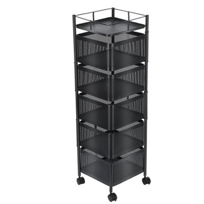 Vegetable Shelf Rack Tier Mobile Kitchen Utility Rotating Storage 6 Cart Trolley from B&Q