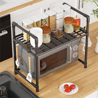  - 2 Tier Kitchen Storage Shelf Microwave Oven Rack Stand Storage Holder Black