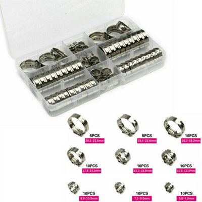 80Pcs Single Ear Hose Clamps Assorted Stainless Steel O Fuel Pipe Clip  Pliers from B&Q