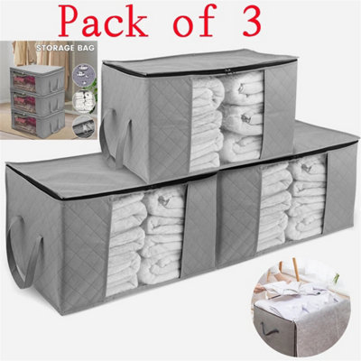 3 Pack Clothes Storage Bags Ziped Underbed Wardrobe Cube Closet Organizer Boxes from B&Q