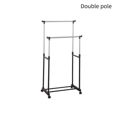 Double Pole Adjustable Mobile Clothes Coat Garment Hanging Rail Rack Storage Stand 4 Wheels from B&Q
