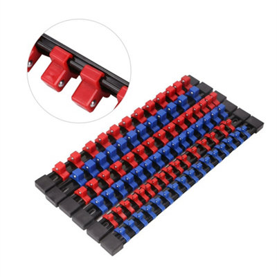 6X 1/4" 3/8" 1/2" Socket Rail Clips Drive Bits Clip Tray Rack Holder Organizer from B&Q