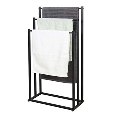  - 3-Tier Black Freestanding Towel Rack