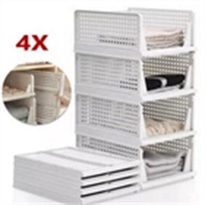 4Pc Stackable Wardrobe Organiser Shelf Rack Pantry Closet Storage Box Drawer from B&Q