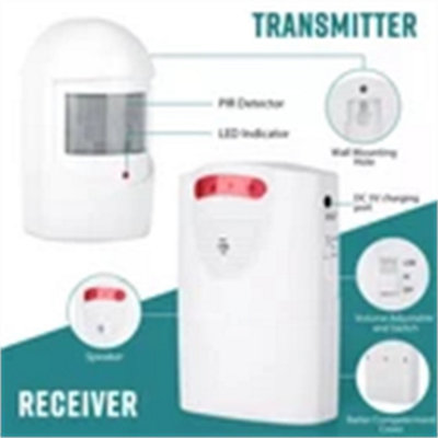 2Pc/set Wireless Driveway Alarm Alert System Security Intruder Pir Motion Sensor from B&Q