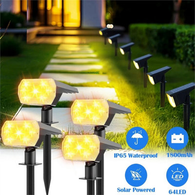  - 4Pcs Solar Spot Lights 64Led Garden Outdoor Pathway Stake Lamps Driveway Pool 3 Modes