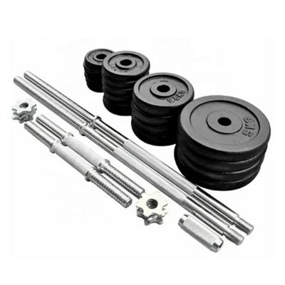 50Kg Adjustable Cast Iron Dumbbell Barbell Set Home Gym Weight Training Kit from B&Q
