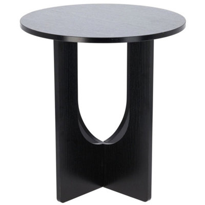  - Modern Black Round Side Table With Unique Base Design  Accent Table  38X42Cm