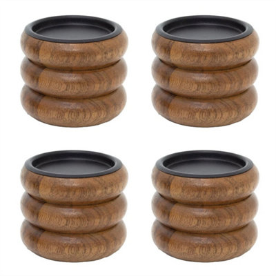  - Set Of Walnut Pillar Candle Holders  Wooden Candlesticks For Pillar Candles 8Cm Pack Of 4