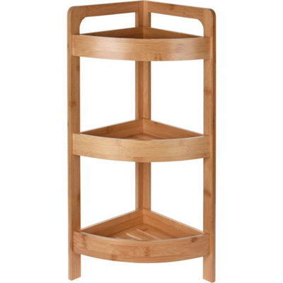  - Bamboo Corner Shelf Unit 3-Tier Wooden Bathroom Storage Rack 23X23X61Cm