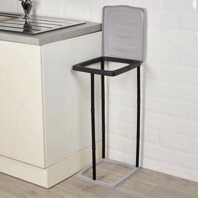  - 60L Collapsible Garbage Bin Bag Holder Stand Plastic Waste Rubbish Sack Recycle Grey