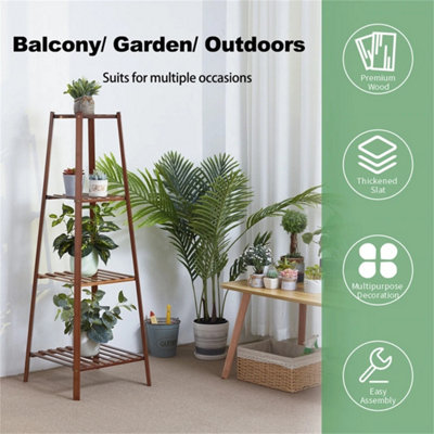  - 4 Tiers Tall Wooden Plant Stand Indoor Rustic Display Planter Shelf Flower Rack Bedroom